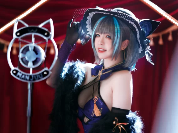 【cosplay】半半子 –  柴郡旗袍 [64P-100MB]