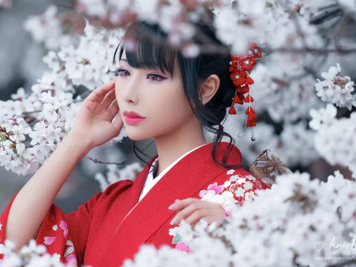 【美女写真】雨波_HaneAme – 赤紅和服[38P-736MB]