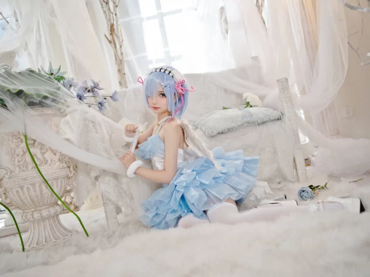 【cosplay】花柒Hana – 蕾姆天使 [19P-75MB]