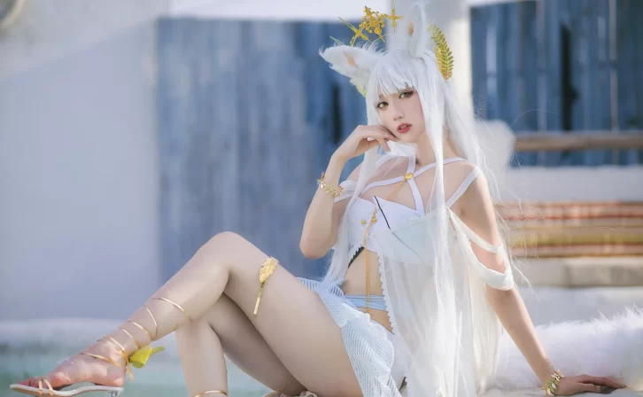 【cosplay】周叽是可爱兔兔 – 白金泳装[23P-339MB]