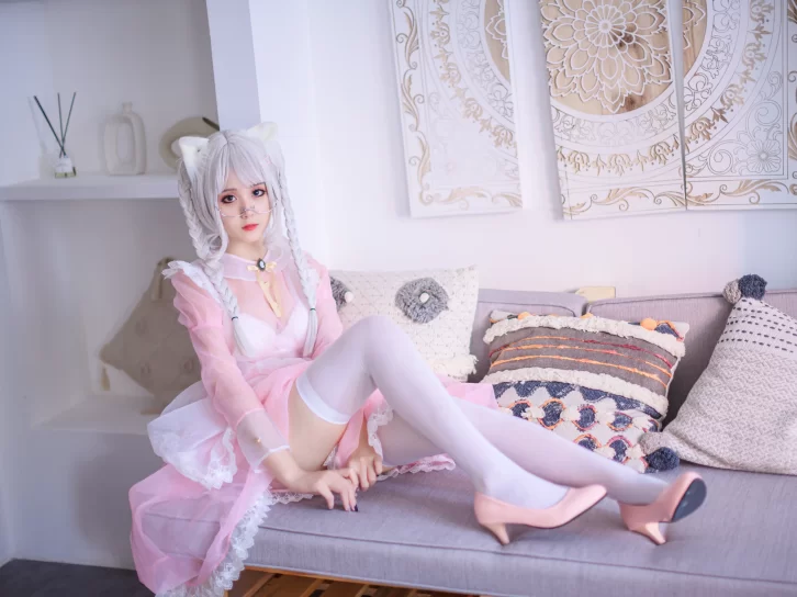 【cosplay】秋楚楚 – 粉色透明女仆[21P-336MB]