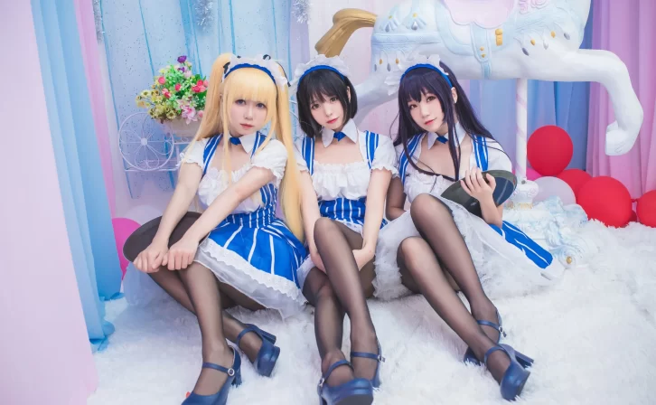 【cosplay】白金saki – 三个女仆[21P-160MB]