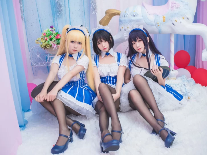 【cosplay】白金saki – 三个女仆[21P-160MB]