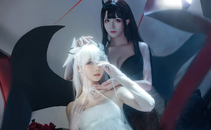 【cosplay】焖焖碳&Tomoyo酱 – 碧蓝航线 埃姆登 双黑白夜之主 [29P-328MB]