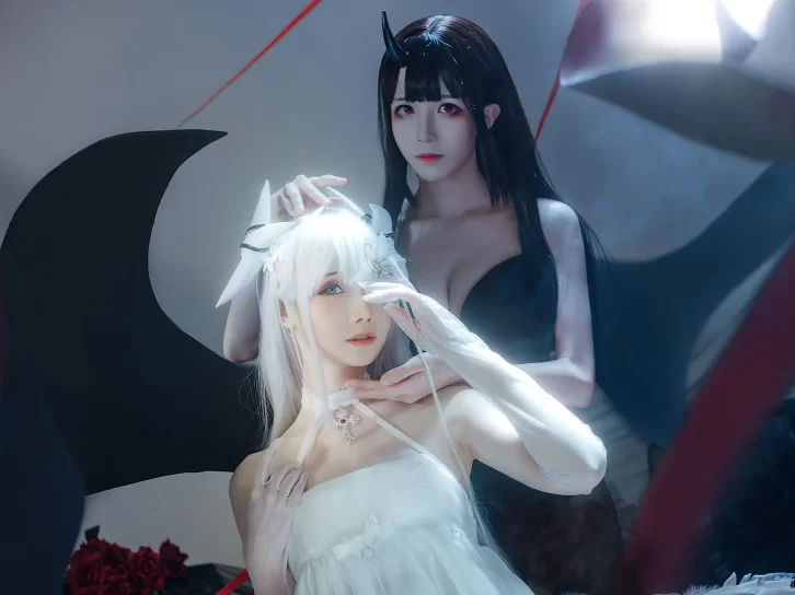 【cosplay】焖焖碳&Tomoyo酱 – 碧蓝航线 埃姆登 双黑白夜之主 [29P-328MB]