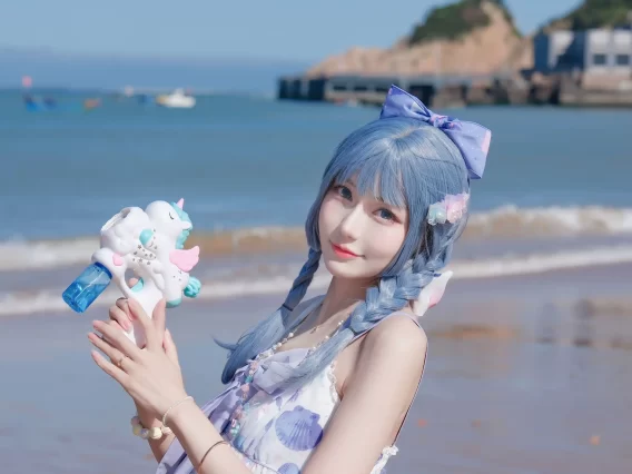 【美女写真】彩芸_Nebula – 渐变贝壳白紫 [15P-72MB]